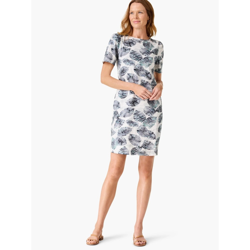 NIC+ZOE Falling Palms T-Shirt Dress Womens XL Grey Tropical Vacation Classic NWT